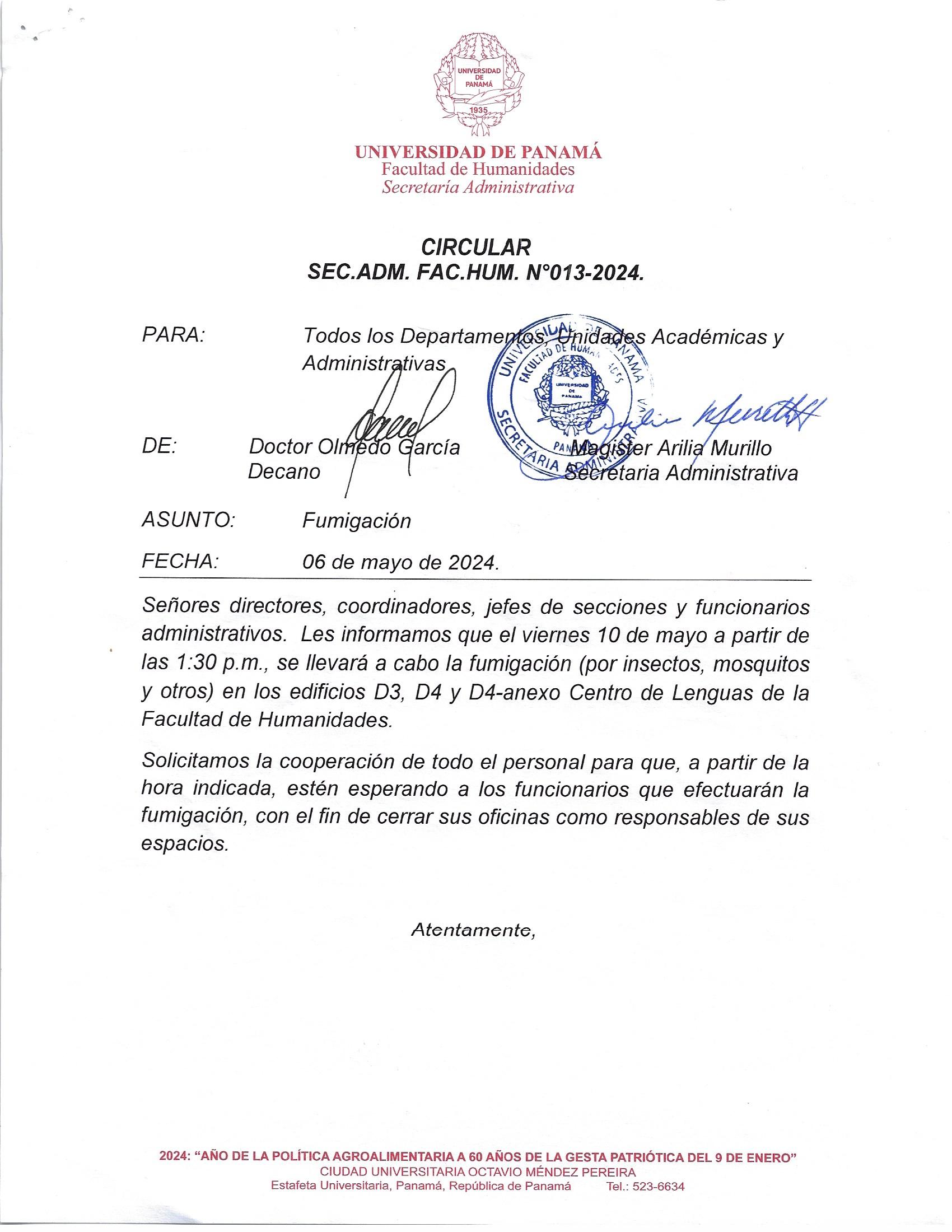 Fumigación en Humanidades