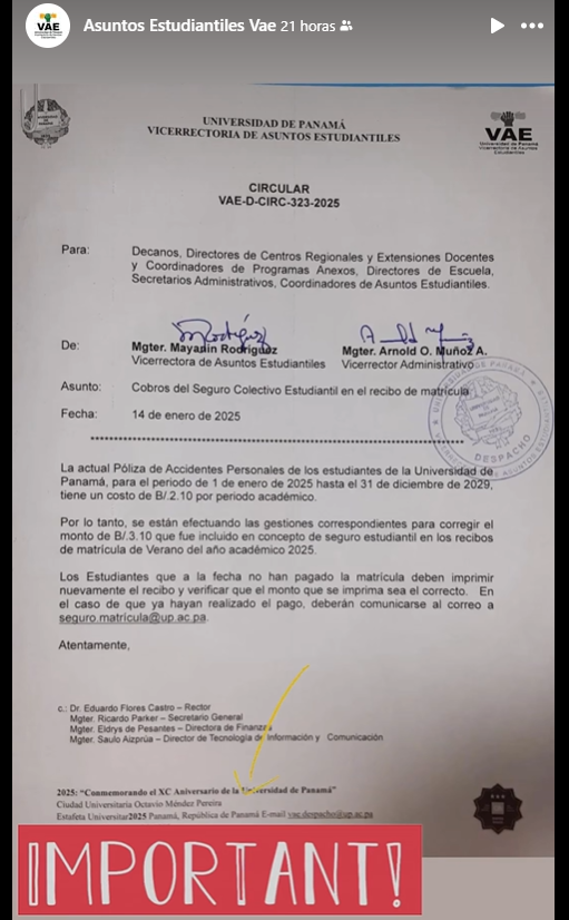 Información sobre seguro estudiantil