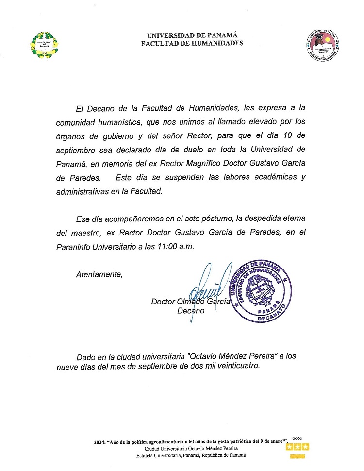 Comunicado por día de duelo