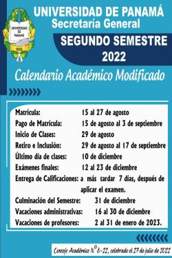 Calendario académico modificado 2022