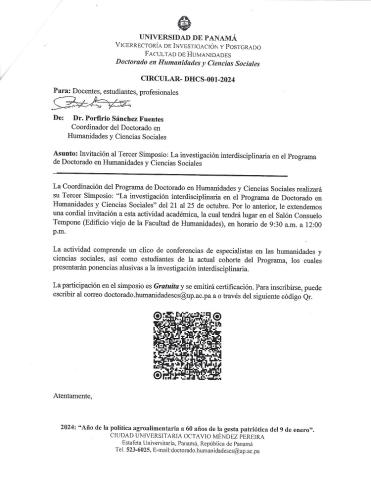 INVITACIÓN AL TERCER SIMPOSIO: LA INVESTIGACIÓN INTERDISCIPLINARIA EN EL PROGRAMA DE DOCTORADO EN HUMANIDADES Y CIENCIAS SOCIALES