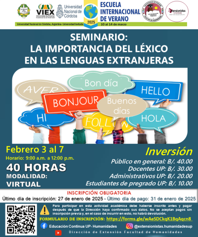 SEMINARIO: IMPORTANCIA DEL LÉXICO EN LAS LENGUAS EXTRANJERAS